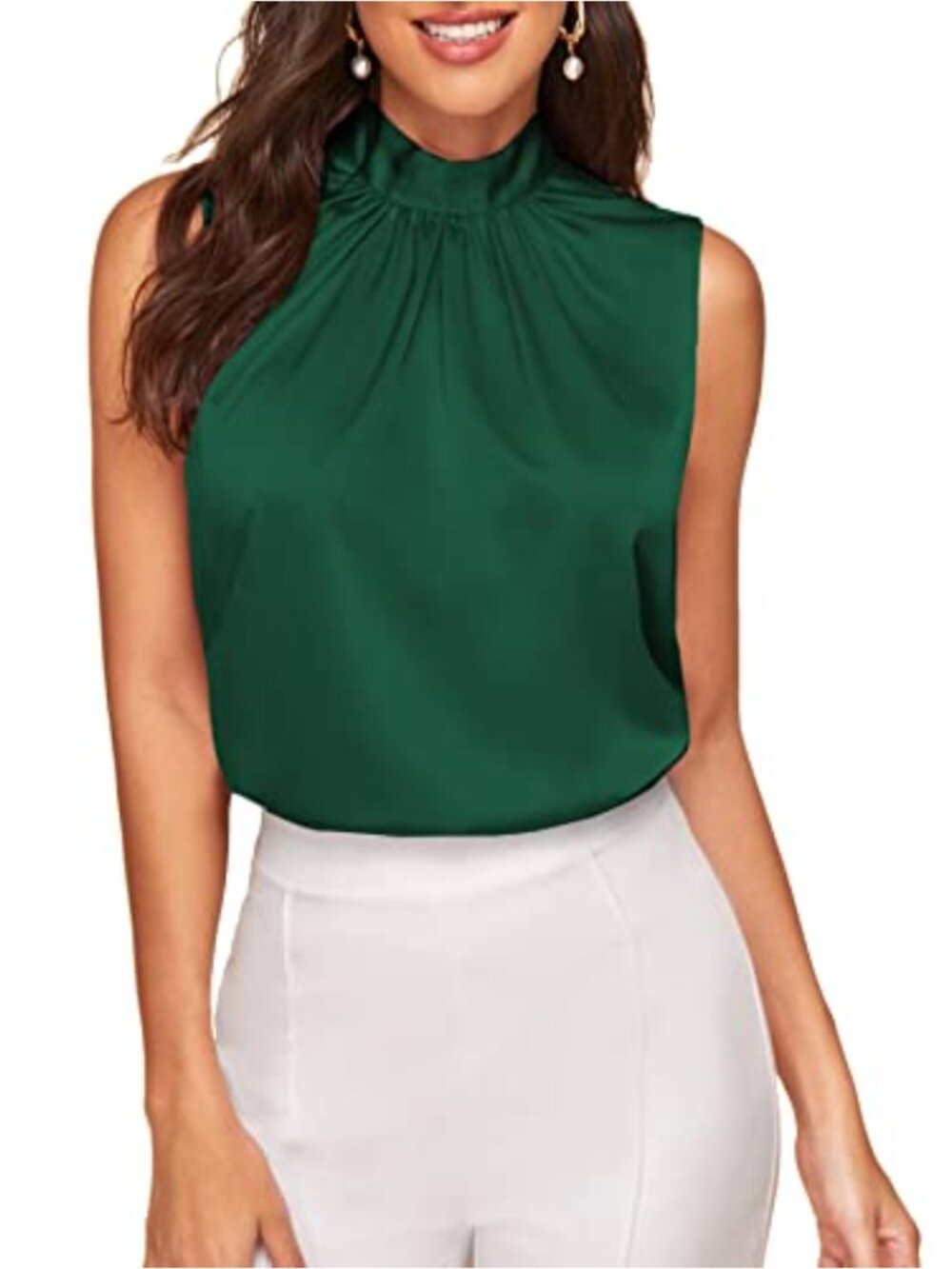 Women's Halter Tank Top Bow Tie Back Sleeveless Mock Neck Blouse Summer